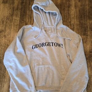 Georgetown Cropped Gray Hoodie Sweatshirt - Med